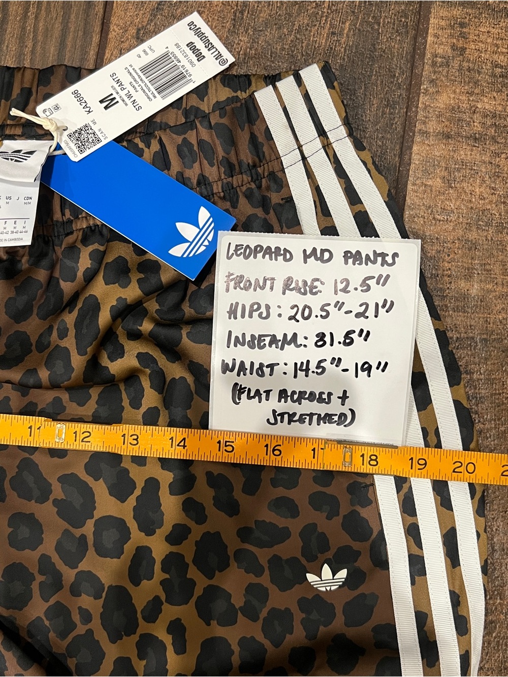 READY TO SHIP✨!  SZ MD NWT - VIRAL adidas SATIN Wide Leg Leopard Print Pants🐆 - Picture 10 of 11